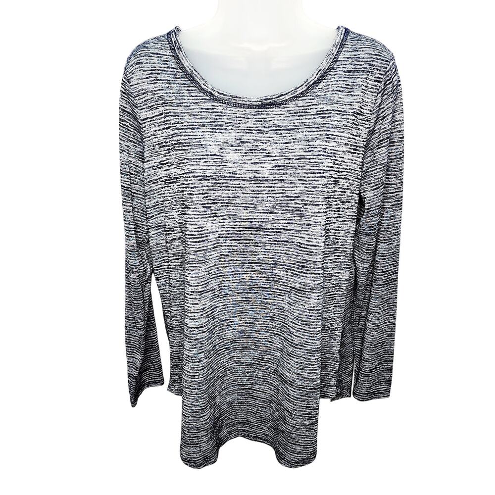 Athleta Navy Blue & Gray Breezy Cutout Long Sleeve Top Women's size Large